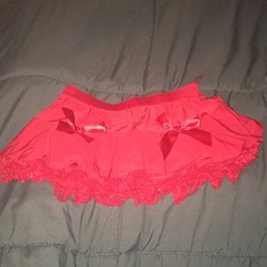 Red costume skirt.